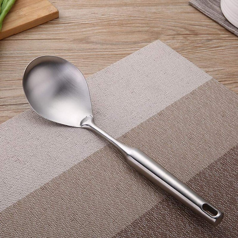 GXONE Skimmer Slotted Spoon,304 Stainless Steel Slotted Spoon, Handle Mesh Food Strainer Stainless Steel Colander with Hollow Handle Heat Resistant Cooking Tool,Silver/15.1Inch - Image 4